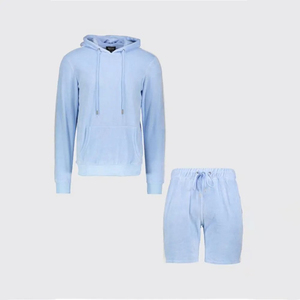 Men's Winter <b>Thermal</b> Fleece 2-Piece Hoodie & <b>Pants</b> Set Stand Collar Polyester/Cotton Solid Pattern - Product Image 3