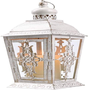 Radiant golden Moroccan style metal <b>lantern</b> with glowing geometric cutout panels., available at wholesale prices. - Product Image 5