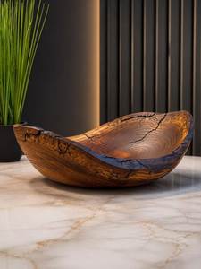 Bols de service en bois d'acacia sculpté au design brut, style Wabi Sabi, ensemble de bols à fruits en bois écologiques, ustensiles de cuisine, décoration de service - Product Image 5