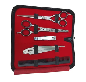 Kit de coiffure professionnel en acier inoxydable poli miroir avec ciseaux à effiler, ciseaux de coiffure et rasoir, avec peigne, en vente - Product Image 5