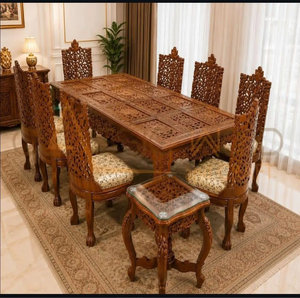 Juego de mesa de comedor europeo moderno de madera maciza con sillas de respaldo alto con listones curvos, disponible a precios de mayorista. - Product Image 5