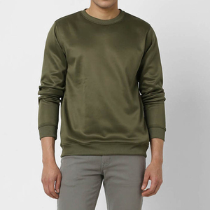 Nueva Llegada Sudadera de Invierno para Hombre de Alta Calidad, Básica, Color Oliva Sólido, Cuello Redondo, Oversize, de Felpa, Mezcla de Algodón Transpirable, Personalizable - Product Image 2