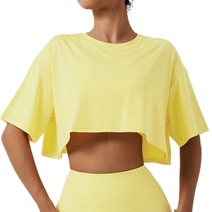 Camiseta Corta de Algodón 100% de Alta Calidad al por Mayor para Mujer, Antiarrugas, con Logotipo de Diamantes de Imitación, Estilo Deportivo Oversize - Product Image 1