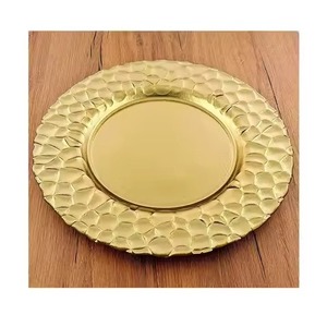 Assiette de présentation en laiton antique, fabriquée à la main en Inde, sous-assiette décorative en métal pour table à manger, hôtel, restaurant, banquet de mariage - Product Image 6