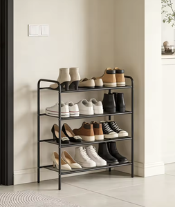 Étagère à chaussures métallique 4 niveaux de qualité supérieure OEM/ODM du Vietnam – Organisateur de chaussures robuste et mince pour entrée et maison - Product Image 4