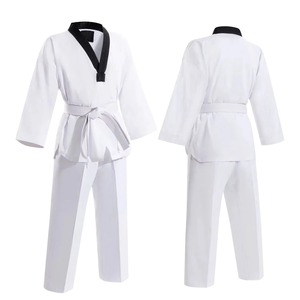 Uniforme Ligero de Taekwondo con Cuello en Contraste, Ropa de Entrenamiento Unisex, Chaqueta Blanca, Conjunto Nuevo - Product Image 5