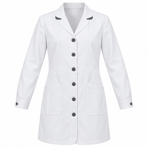 Bata de Médico Blanca Brillante con Solapa en Forma de Media Luna, Uniforme de Laboratorio Médico, Venta al por Mayor Personalizada, Ropa de Trabajo Unisex para el Sector Sanitario con Bolsillo Dividido - Product Image 1