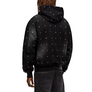 OEM Custom Men's Acid Wash Vintage Streetwear Pullover Hoodie Sun Faded <b>French</b> Terry 3D Embroidered 100% Cotton Winter - Product Image 3