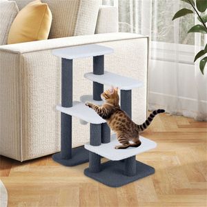 Escalera para Gatos 2 en 1 con Poste Rascador de Sisal, 4 Niveles, para Gatos Mayores y Perros de Patas Cortas, Diseño Sólido, Embalaje en Cartón - Product Image 2