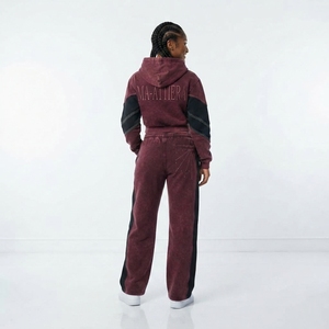 Conjunto de chándal de dos piezas para mujer: Sudadera corta con cremallera, lavado ácido, bloques de color y detalles de pedrería, y pantalones de chándal de pierna ancha. - Product Image 2