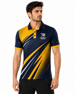 Custom Navy Yellow Sublimation <b>Polo</b> Shirt Men Quick Dry Polyester Sports Golf Team Uniform Printed Performance <b>Polo</b> OEM ODM - Product Image 3