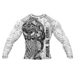 High Quality Custom Made Short Spandex/Polyester MMA Rashguard UPF50+ Heat-Transfer Printing Eco-Friendly 180g Quick Dry Unisex - Product Image 1