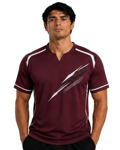T-shirt de performance marron pour homme, maillot de sport à manches courtes, séchage rapide, respirant, pour entraînement athlétique et gym, personnalisable - Product Image 1