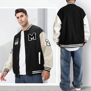 เสื้อแจ็คเก็ตทีมกีฬาสำหรับผู้ชาย เสื้อแจ็คเก็ตบอมเบอร์แบบ Letterman สไตล์โมเดิร์นสำหรับผู้ชาย - Product Image 3