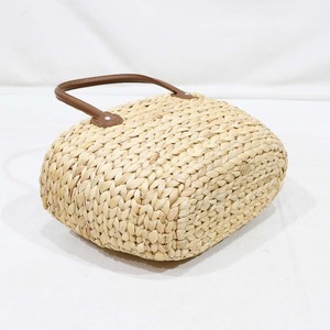 Sac fourre-tout en jacinthe d'eau tressé à la main, sac de plage estival en paille avec poignées en cuir - Product Image 6