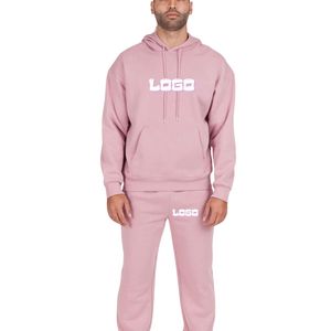 Ensemble de survêtement en coton délavé pour hommes, avec sweat à capuche et pantalon de jogging, broderie chenille et impression en relief, style vintage - Product Image 1