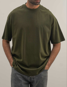 T-shirt vert olive 2026 à col rond et manches courtes, couleur unie, 100 % coton jersey, coupe décontractée pour homme, personnalisable avec logo - Product Image 1