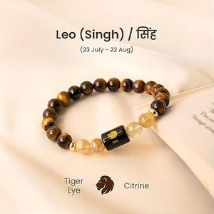 สร้อยข้อมือราศีสิงห์ ลูกปัดไทเกอร์อาย พร้อมป้ายซิทริน สลักด้วยเลเซอร์ เทรนด์แฟชั่น - Product Image 2