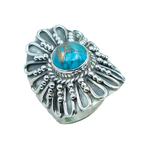 Anillo de Plata con Turquesa Azul Natural para Hombre, Anillo Hecho a Mano, Estilo Vintage Boho Étnico, Joyería al por Mayor, Anillo con Piedras Preciosas - Product Image 1