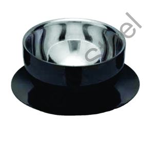 Cuenco de sopa con platillo de doble pared, mate, color negro, acero inoxidable, prémium, precio al por mayor - Product Image 1