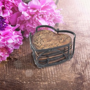 Modern Wooden Coaster Set with Cute Design Eco-Friendly <b>Scratch</b> Resistant Cup Holders for Mugs Glasses Bottles at Best Price - Product Image 2