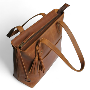 Sac fourre-tout vintage en cuir véritable grande capacité avec fermeture éclair, sac à bandoulière résistant à l'eau pour les voyages et l'usage quotidien - Product Image 3