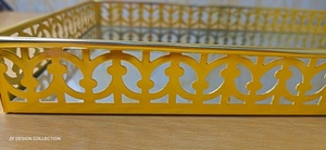 Rectangular Metal Storage <b>Tray</b> With <b>Mirrored</b> Finish Gold Decorative Frame For Table Use Modern Luxury Design Easy To Clean - Product Image 2