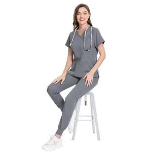 Conjuntos de Uniformes Médicos para Mujer, Transpirables, de Spandex y Poliéster, Tejido de Punto Ecológico, Venta al Por Mayor - Product Image 5