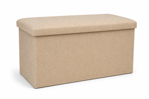 Banc de rangement moderne pliable en tissu de qualité supérieure, couleur beige neutre, pour salon, appartement et hôtel - Product Image 1