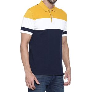 Polo para Hombre, Color Azul Marino y Amarillo, Cuello con Bloques de Color, Manga Corta, Ropa Deportiva Casual para Golf y Tenis, Uniforme de Equipo, Venta al Por Mayor - Product Image 5