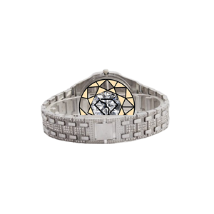 Reloj Charm Jewells Octagon de acero inoxidable con diamantes, movimiento analógico de cuarzo, detalles en cuero, cierre desplegable, unisex - Product Image 2