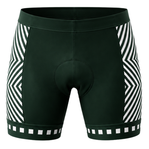 Dark Green White <b>Cycling</b> <b>Shorts</b> Custom <b>Padded</b> Breathable Quick Dry Stretch Bicycle Racing Road Bike Training Performance Wear - Product Image 1