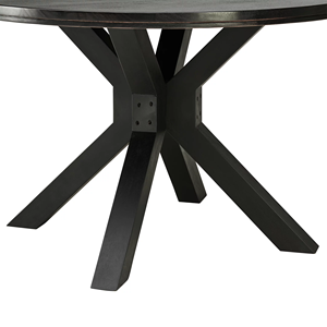 Table de salle à manger moderne en bois massif de manguier noir mat, style européen, avec plateau rond et base en X, pour la maison, la cuisine ou le restaurant - Product Image 4