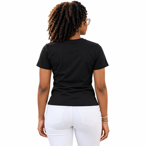 Zeta Phi Beta <b>T</b>-<b>Shirt</b> <b>Women</b> <b>Black</b> Royal Blue Greek Letter Twill Applique Name Bar Crew Neck Short Sleeve Fitted Sorority Tee - Product Image 4