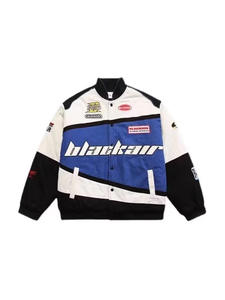 Blouson de baseball unisexe automne, coupe ample, blocs de couleur, col montant, brodé, style urbain - Product Image 5