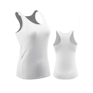 Camiseta sin mangas transpirable para mujer, con logo personalizado, de alta calidad, cuello halter, sin costuras, de alto impacto, tejida en poliéster. - Product Image 2