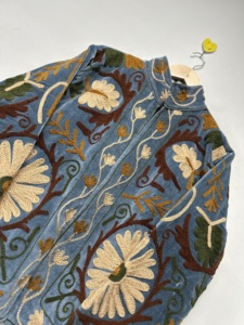 Handcrafted Velvet Suzani Embroidered Bomber Jacket Women Vintage Floral Bohemian <b>Coat</b> Warm Autumn Winter Breathable Cotton - Product Image 5