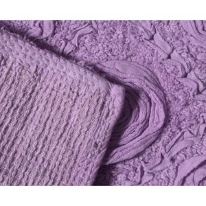 Tapis de bain rectangulaires en chenille florale violette, antidérapants avec support en caoutchouc, lot de 2, épais et touffetés, pour usage domestique - Product Image 2