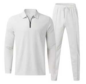 Men's Solid Color <b>Hooded</b> Half-<b>Zip</b> Tracksuit Full Sleeves Drawstring Pants Breathable Polyester Lightweight Casual Autumn Regular - Product Image 3