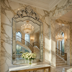 Miroir décoratif baroque vénitien élégant |   Miroir mural en verre de style antique de luxe pour la décoration intérieure de la chambre, de l'hôtel et de la maison - Product Image 6