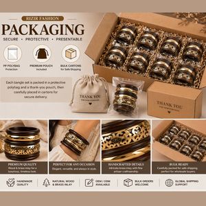 Rizir Fashion Handmade Geometric Christian Wooden <b>Bangles</b> Zinc Alloy Inlay Carved Stackable 14K <b>Gold</b> Plated Women's Wholesale - Product Image 4