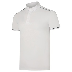 Polo de Manga Corta de Punto Blanco para Hombre con Ribete en Contraste, Cuello Alto, Corte Regular, Estilo Casual - Product Image 1