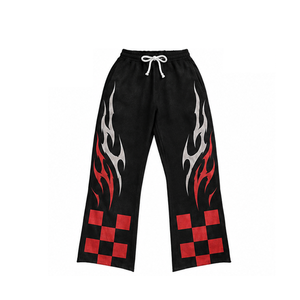 Survêtement personnalisé surdimensionné en coton épais imprimé avec motif graphique, tissu doux et respirant, sweat à capuche et pantalon évasé unisexe - Product Image 6