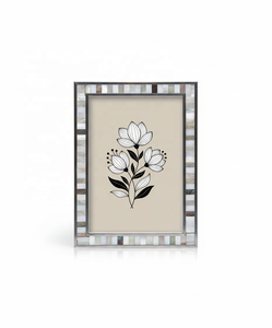 Exclusive Handmade Customized Mother of Pearl Inlay <b>Deep</b> Shadow Photo <b>Frame</b> Stainless Steel Border Luxury Picture <b>Frame</b> Decor - Product Image 2