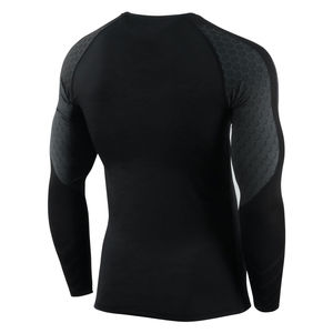 Camiseta de Compresión de Manga Larga para Hombre, Diseño Hexagonal Negro, Secado Rápido, Ropa de Entrenamiento - Product Image 2