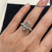 Anillo de Compromiso Minimalista de Lujo con Diamante de Corte Marquesa de 3 Quilates, Platino PT950, Certificado IGI, Anillo de Boda Solitario, Regalo para Fiesta