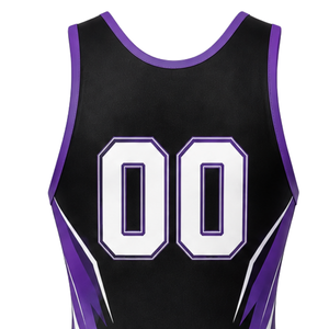 Combinaison de lutte sublimée noire et violette pour hommes, imprimé numérique, polyester, tenue de lutte, vêtements de sport performants - Product Image 5