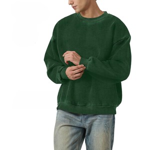 New Arrival Men's <b>Oversized</b> Crew Neck <b>Sweatshirt</b> <b>Vintage</b> Solid Green Long Sleeve Pullover Casual Top Demanding Article ODM OEM - Product Image 4