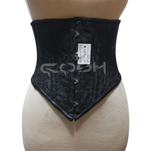 Corset sous-poitrine sur mesure OEM pour femme avec baleines en acier – Corsets de maintien de taille en brocart noir de haute qualité, grandes tailles - Product Image 1
