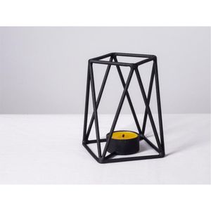 Modern Nordic Black Metal Geometric <b>Tealight</b> Candle Holder Wire Iron <b>Lantern</b> Stand Table Centerpiece Wedding Home Decor Holder - Product Image 1